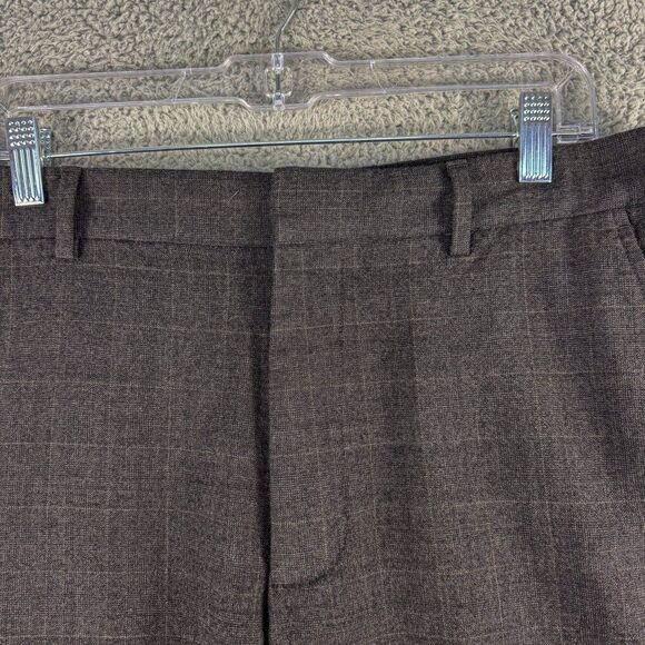 Banana Republic Dress Pants Men 34 Gray Windowpane Wool Slacks Office Work 34x31 - Picture 4 of 16